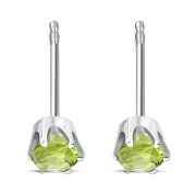 5mm Round Prong-Set Peridot Sterling Silver Stud Earrings - e444